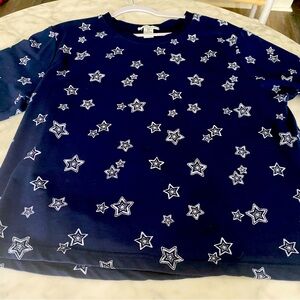 Womens 2X Blue Sweatshirt with White Stars